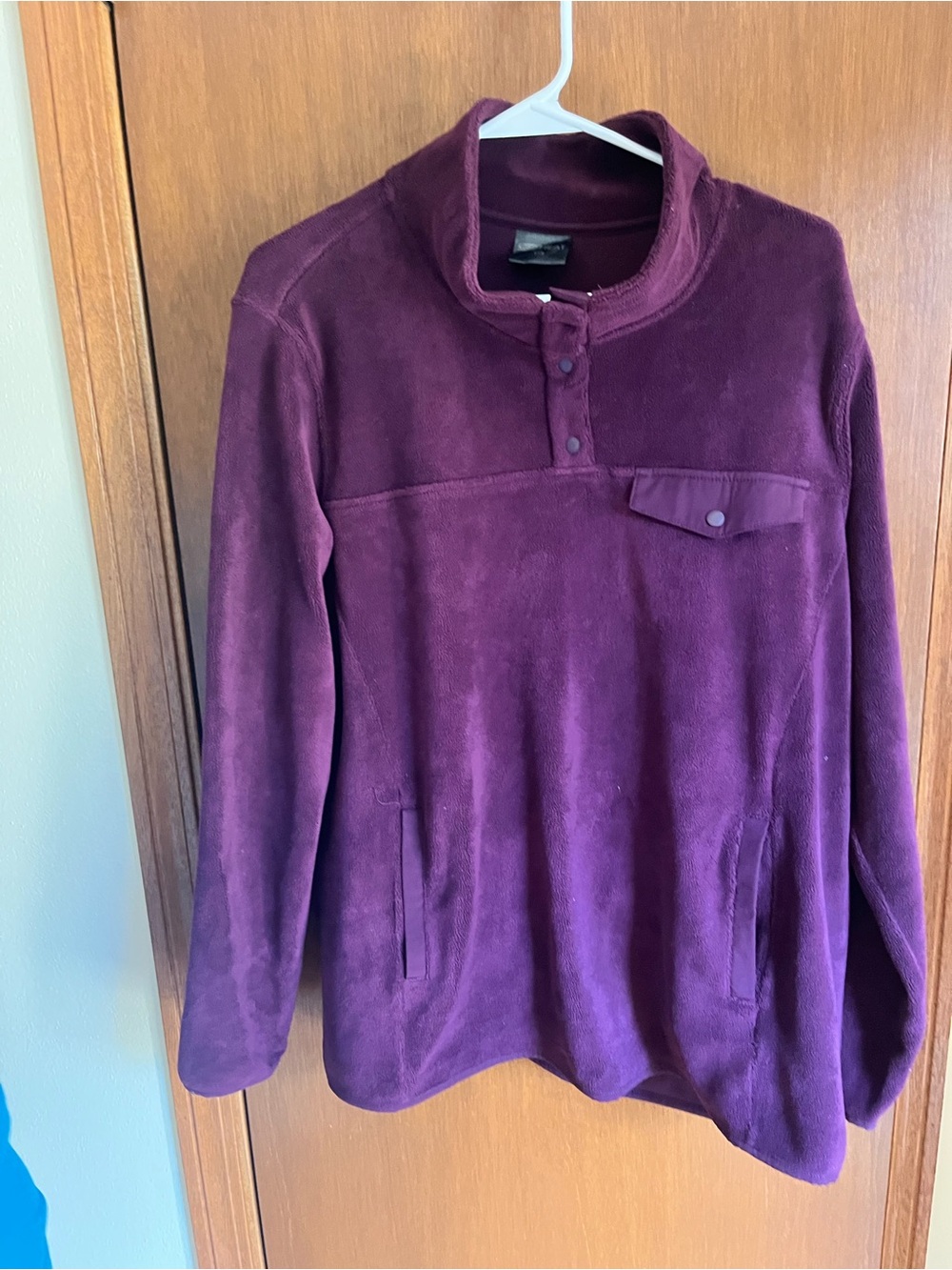 32 Degrees Plum Snap-Neck Fleece Pullover